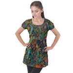 Flowers Trees Forest Mystical Forest Nature Background Landscape Puff Sleeve Tunic Top