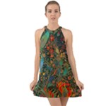 Flowers Trees Forest Mystical Forest Nature Background Landscape Halter Tie Back Chiffon Dress