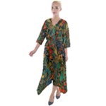 Flowers Trees Forest Mystical Forest Nature Background Landscape Quarter Sleeve Wrap Front Maxi Dress