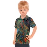 Flowers Trees Forest Mystical Forest Nature Background Landscape Kids  Polo T-Shirt