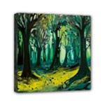 Trees Forest Mystical Forest Nature Junk Journal Landscape Nature Mini Canvas 6  x 6  (Stretched)