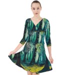 Trees Forest Mystical Forest Nature Junk Journal Landscape Nature Quarter Sleeve Front Wrap Dress