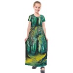 Trees Forest Mystical Forest Nature Junk Journal Landscape Nature Kids  Short Sleeve Maxi Dress