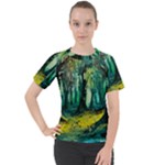 Trees Forest Mystical Forest Nature Junk Journal Landscape Nature Women s Sport Raglan T-Shirt