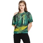 Trees Forest Mystical Forest Nature Junk Journal Landscape Nature One Shoulder Cut Out T-Shirt