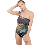 Flowers Trees Forest Mystical Forest Nature Frilly One Shoulder Swimsuit