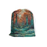 Trees Tree Forest Mystical Forest Nature Junk Journal Scrapbooking Landscape Nature Drawstring Pouch (Large)