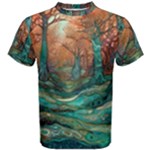 Trees Tree Forest Mystical Forest Nature Junk Journal Scrapbooking Landscape Nature Men s Cotton T-Shirt