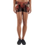 Comic Gothic Macabre Vampire Haunted Red Sky Yoga Shorts