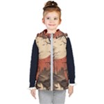 Comic Gothic Macabre Vampire Haunted Red Sky Kids  Hooded Puffer Vest