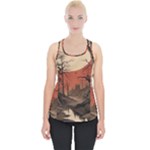 Comic Gothic Macabre Vampire Haunted Red Sky Piece Up Tank Top