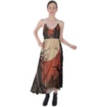 Comic Gothic Macabre Vampire Haunted Red Sky Tie Back Maxi Dress