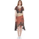 Comic Gothic Macabre Vampire Haunted Red Sky High Low Boho Dress