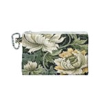 Flower Blossom Bloom Botanical Spring Nature Floral Pattern Leaves Canvas Cosmetic Bag (Small)