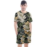 Flower Blossom Bloom Botanical Spring Nature Floral Pattern Leaves Men s Mesh T-Shirt and Shorts Set