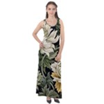 Flower Blossom Bloom Botanical Spring Nature Floral Pattern Leaves Sleeveless Velour Maxi Dress