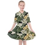 Flower Blossom Bloom Botanical Spring Nature Floral Pattern Leaves Kids  All Frills Chiffon Dress