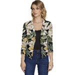 Flower Blossom Bloom Botanical Spring Nature Floral Pattern Leaves Women s Casual 3/4 Sleeve Spring Jacket