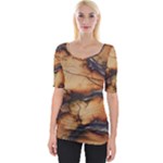 Texture Woodgrain Pattern Nature Wood Pattern Wide Neckline T-Shirt