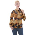 Texture Woodgrain Pattern Nature Wood Pattern Women s Long Sleeve Pocket Shirt