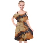 Texture Woodgrain Pattern Nature Wood Pattern Kids  Cut Out Shoulders Chiffon Dress