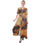 Texture Woodgrain Pattern Nature Wood Pattern Waist Tie Boho Maxi Dress