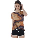 Texture Woodgrain Pattern Nature Wood Pattern Short Sleeve Open Back T-Shirt