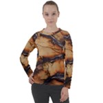 Texture Woodgrain Pattern Nature Wood Pattern Women s Long Sleeve Raglan T-Shirt