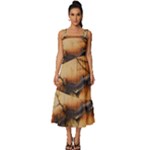 Texture Woodgrain Pattern Nature Wood Pattern Square Neckline Tiered Midi Dress