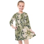 Flower Floral Pattern Floral Digital Paper Spring Flora Botanical Blossom Bloom Vintage Art Kids  Quarter Sleeve Shirt Dress