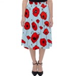 Poppies Flowers Red Seamless Pattern Classic Midi Skirt