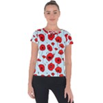 Poppies Flowers Red Seamless Pattern Short Sleeve Sports Top 