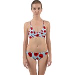 Poppies Flowers Red Seamless Pattern Wrap Around Bikini Set