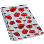 Poppies Flowers Red Seamless Pattern 5.5  x 8.5  Notebook