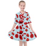 Poppies Flowers Red Seamless Pattern Kids  All Frills Chiffon Dress