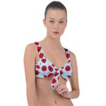 Poppies Flowers Red Seamless Pattern Front Tie Bikini Top