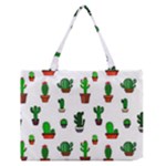 Cactus Plants Background Pattern Seamless Zipper Medium Tote Bag