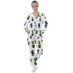 Cactus Plants Background Pattern Seamless Women s Tracksuit