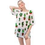 Cactus Plants Background Pattern Seamless Oversized Chiffon Top