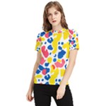 Colored Blots Painting Abstract Art Expression Creation Color Palette Paints Smears Experiments Mode Women s Short Sleeve Rash Guard