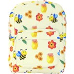 Seamless Honey Bee Texture Flowers Nature Leaves Honeycomb Hive Beekeeping Watercolor Pattern Full Print Backpack