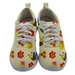 Seamless Honey Bee Texture Flowers Nature Leaves Honeycomb Hive Beekeeping Watercolor Pattern Women Athletic Shoes