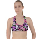 Flowers Floral Pattern Digital Texture Beautiful Criss Cross Racerback Sports Bra