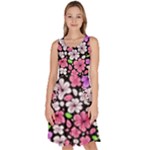Flowers Floral Pattern Digital Texture Beautiful Knee Length Skater Dress With Pockets