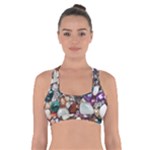 Seamless Texture Gems Diamonds Rubies Decorations Crystals Seamless Beautiful Shiny Sparkle Repetiti Cross Back Sports Bra