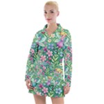 Fairies Fantasy Background Wallpaper Design Flowers Nature Colorful Women s Long Sleeve Casual Dress