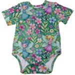 Fairies Fantasy Background Wallpaper Design Flowers Nature Colorful Baby Short Sleeve Bodysuit