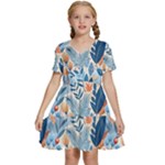 Berries Foliage Seasons Branches Seamless Background Nature Kids  Short Sleeve Tiered Mini Dress