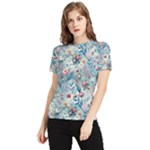 Floral Background Wallpaper Flowers Bouquet Leaves Herbarium Seamless Flora Bloom Women s Short Sleeve Rash Guard