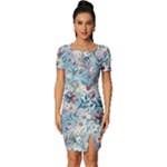 Floral Background Wallpaper Flowers Bouquet Leaves Herbarium Seamless Flora Bloom Fitted Knot Split End Bodycon Dress